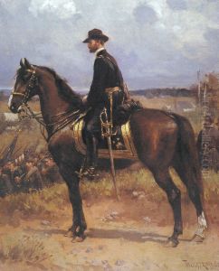 Equestrian portrait of GeneralWilliam Tecumseh Sherman(1820-1891) by Thure de Thulstrup