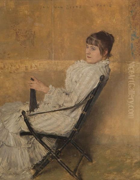 Lady with fan in Chinese chair - view 1