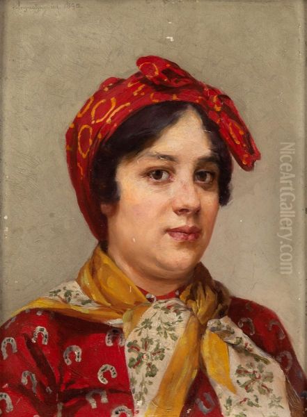Portret kobiety w czerwieni - view 1
