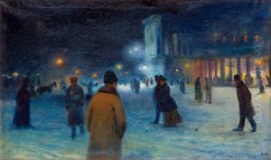 Evening on the Theatre Square in Warsaw