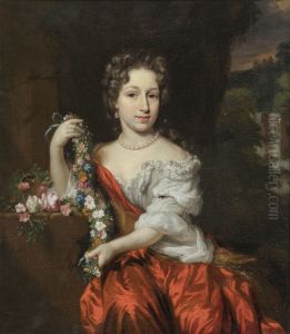 Portrait of a young woman with a garland of flowers