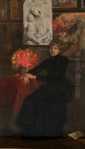 Portrait of a lady sitting in an interior by Gustaaf Vanaise