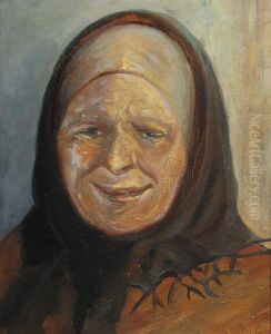 Portraet af kvindelig skagbo med sollys pa venstre kind. Portraet af kvindelig skagbo med sollys pa venstre kind.