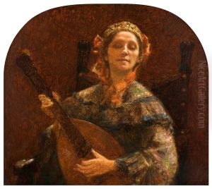 Lady Playing the Lute by Szymon Buchbinder