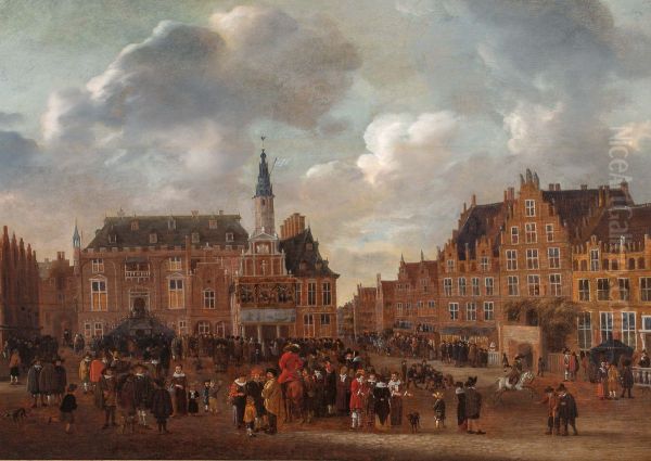 The Announcement of the Peace Treaty of Munster in 1648 from the balcony of the Town Hall of Haarlem - view 1