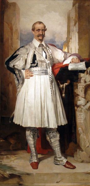Otto, King of Greece with the Decree Founding the National Bank of Greece - view 1