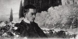 Self-portrait [?] against the background of the landscape from Lovrana