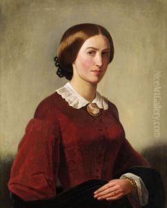 Portrat einer Dame mit Brosche by Theodor Leopold Weller
