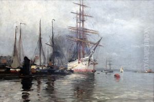 Sailboat in Flensburg Harbour by Heinrich Petersen-Angeln