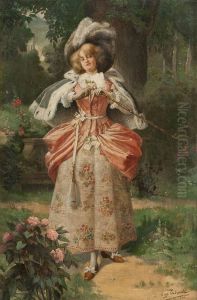 Noble lady in a park Noble lady in a park