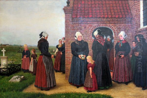 Friesinnen vor der Kirche in Deezbull - view 1