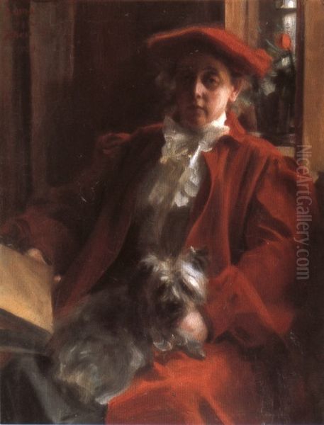 Emma Zorn and Mouche, the dog - view 1