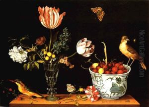Flowers and fruit with birds