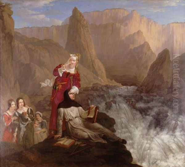 Laure et Petrarque a la Fontaine de Vaucluse - view 1