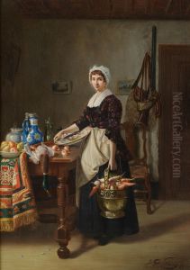 A maid preparing the meal