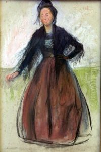 Frisian island woman in her traditional costume by Ludwig Dettmann