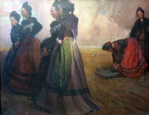 Frisian girls on Fohr by Ludwig Dettmann