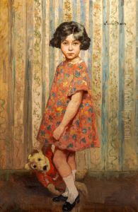 Girl with teddy bear in an interior
