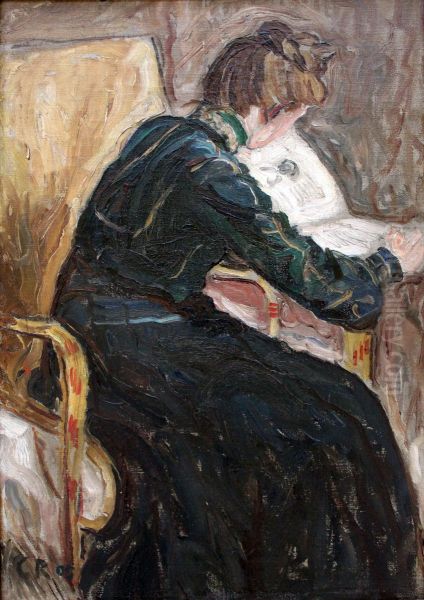 Woman reading in an Armchair - view 1