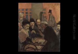 Cafe interior with chess players by Antti Faven