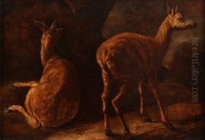A study of two deer calfs by Nicasius Bernaerts