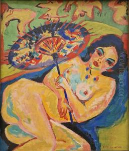 Madchen unter Japanschirm by Ernst Ludwig Kirchner