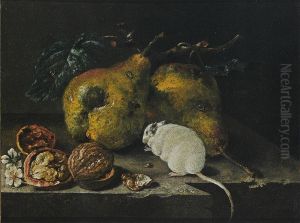 Still-life with pears, walnuts and a white mouse by Johann Amandus Winck