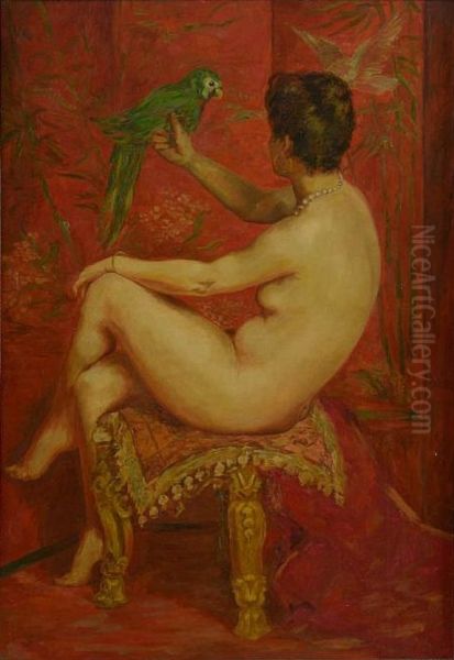 Woman with a parrot - view 1
