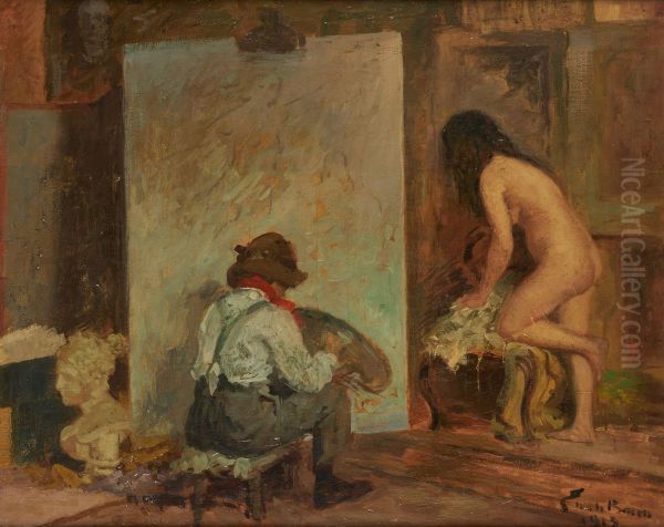 The artist and his model in the studio - view 1