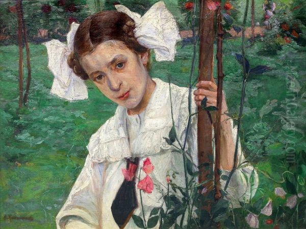 Madeleine in the garden - view 1