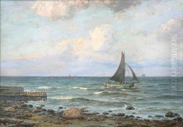 Costal scene with fishing boats. - view 1