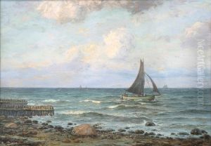Costal scene with fishing boats. Costal scene with fishing boats.