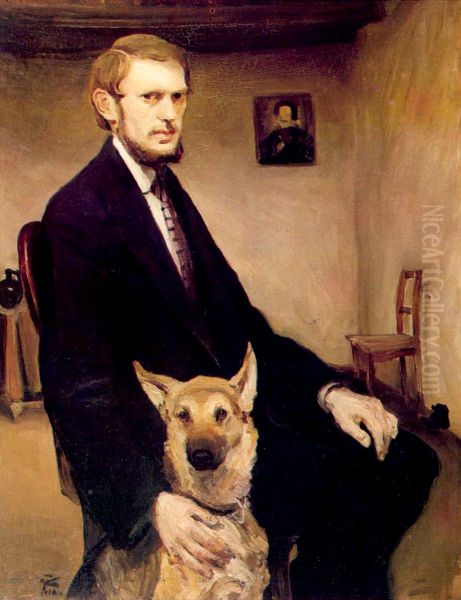 Self-portrait with a dog - view 1