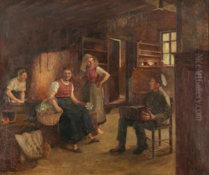 Soldier making music in the kitchen