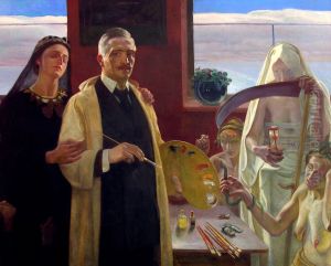 Autoportret z harpiami by Jozef Unierzyski