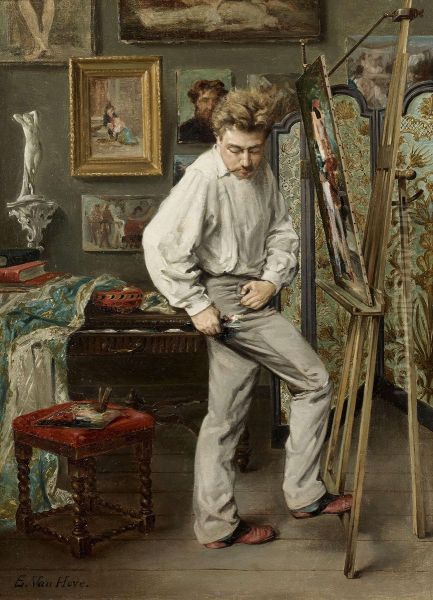 Self-portrait in his atelier - view 1