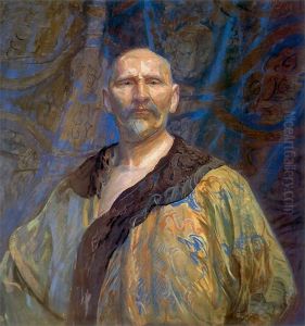 Self-portrait in Chinese gown.