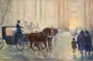 In front of the church of Wizytki in Warsaw by Jozef Ryszkiewicz