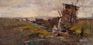 Paesaggio Con Lavandaie by Filippo Carcano