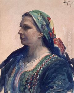 Kobieta w stroju krakowskim. (Kobieta w krakowskim gorsecie) by Leon Wyczolkowski