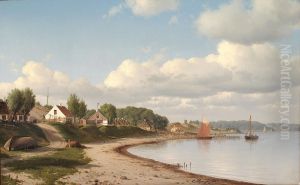 View of the fishing village Humlebaek with Egebaeksvang in the distance, calm afternoon.