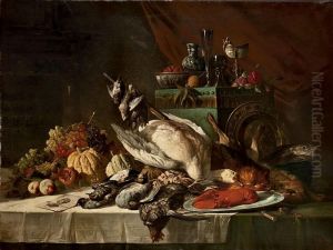 Still life with a white duck by Lucas Schaefels
