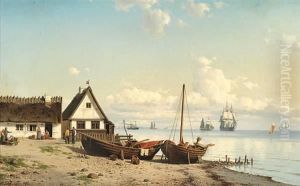 Summer day at a fishing village at Oresund.