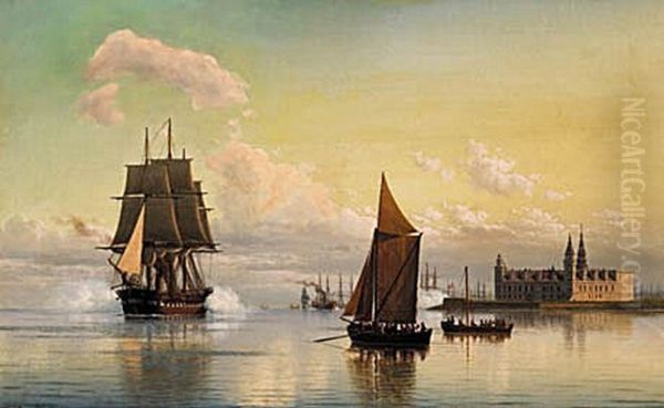 En skruefregat og andre skibe ved Kronborg. - view 1