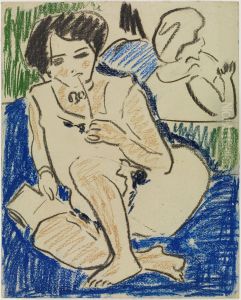 Hockende mit Buch by Ernst Ludwig Kirchner