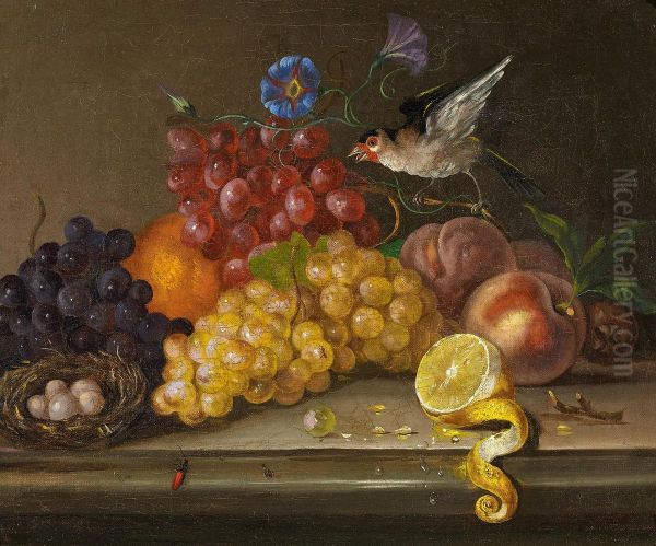 Fruchtestillleben mit Stieglitz - view 1