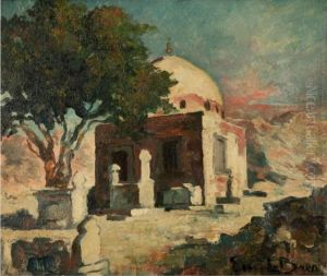 View of a mausoleum in Cairo by Emile Baes