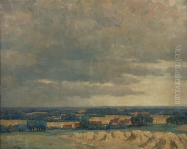 Landscape with haystacks - view 1