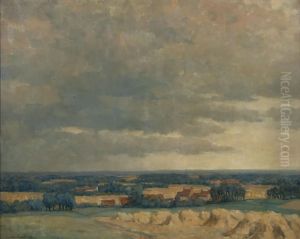 Landscape with haystacks by Karel Van Lerberghe