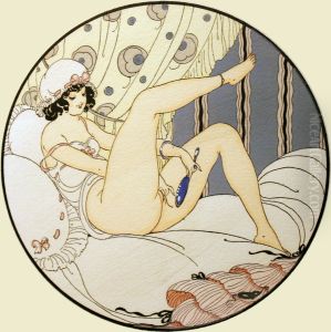 Series of watercolors, which appeared in 1925 under the title "Les Delassements d'Eros" in Erotopolis (Paris).